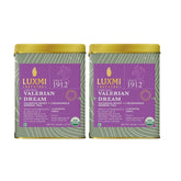 Luxmi Estates Valerian Dream Herbal Tea Pack Of 2 - 50gm Tin, 1.7 Ounce, 25 Cups Each | USDA Certified Organic Valerian Root + Chamomile Herbal Tea - Gluten Free, Caffeine Free Tea Bags